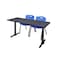Cain Rectangle Tables > Training Tables > Cain Training Table & Chair Sets, 72 W, 24 L, 29 H, Grey MTRCT7224GY47BE - alternate 1